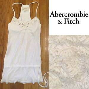 NWOT ABERCROMBIE & FITCH WHITE CAMI: LACE/BEADS.XS